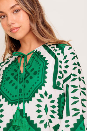 EMERALD TERRA TUNIC WOVEN MINI DRESS.