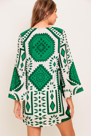 EMERALD TERRA TUNIC WOVEN MINI DRESS.