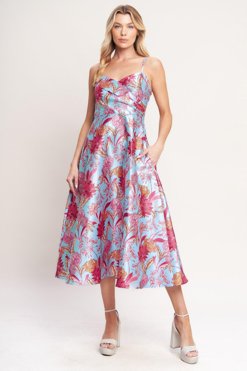ELEVATED GARDEN WOVEN MIDI DRESS.