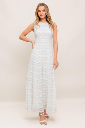 HEARTFELT CREAM WOVEN LACE ANKLE DRESS.
