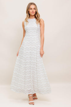 HEARTFELT CREAM WOVEN LACE ANKLE DRESS.