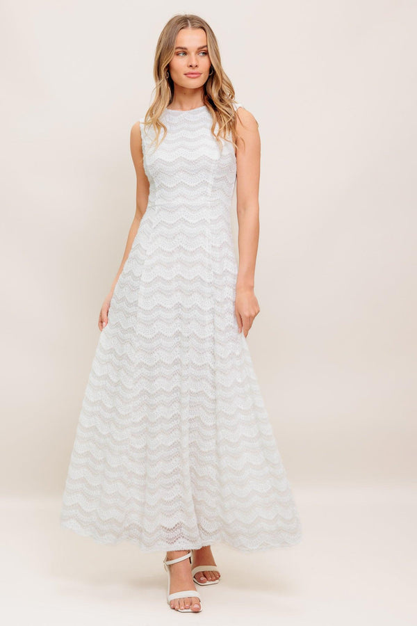 HEARTFELT CREAM WOVEN LACE ANKLE DRESS.