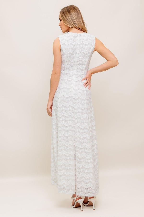 HEARTFELT CREAM WOVEN LACE ANKLE DRESS.