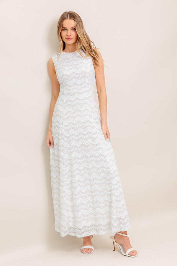 HEARTFELT CREAM WOVEN LACE ANKLE DRESS.