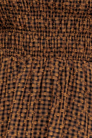 CHECKED DAYDREAM WOVEN MIDI DRESS.