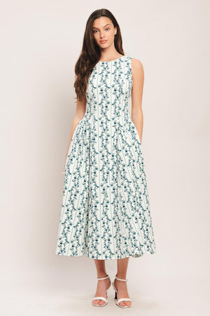 BLOOM COLUMN WOVEN MIDI DRESS - Flying Tomato - DRESSES - Flying Tomato