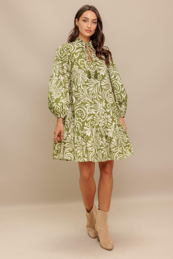 FLORENCE FLAIR WOVEN MINI DRESS.