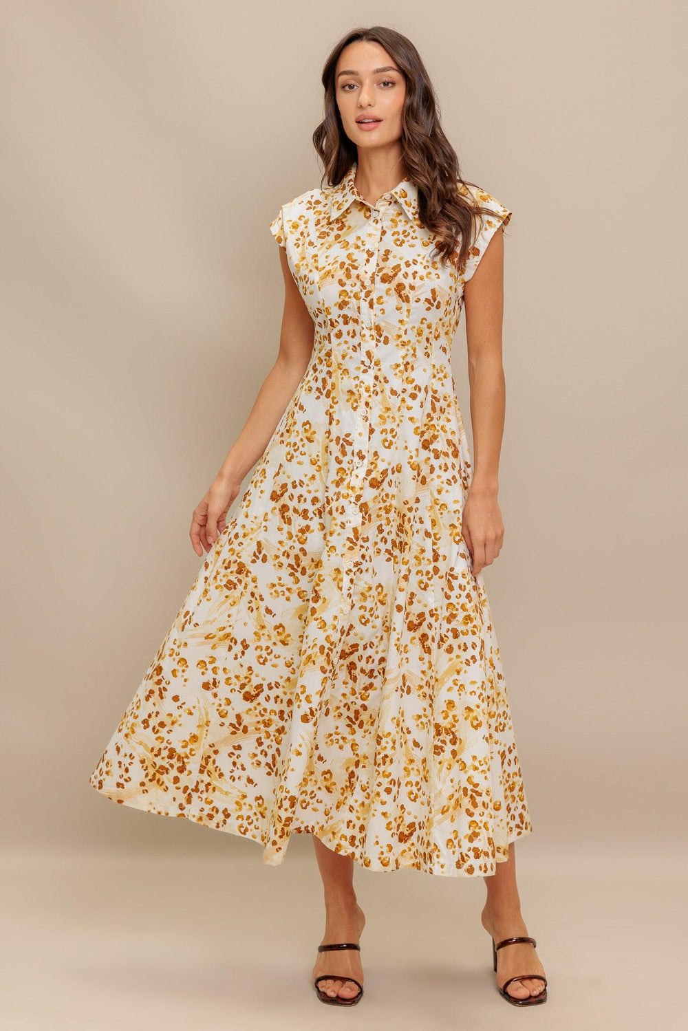 BUTTERCUP KISS WOVEN MIDI DRESS.