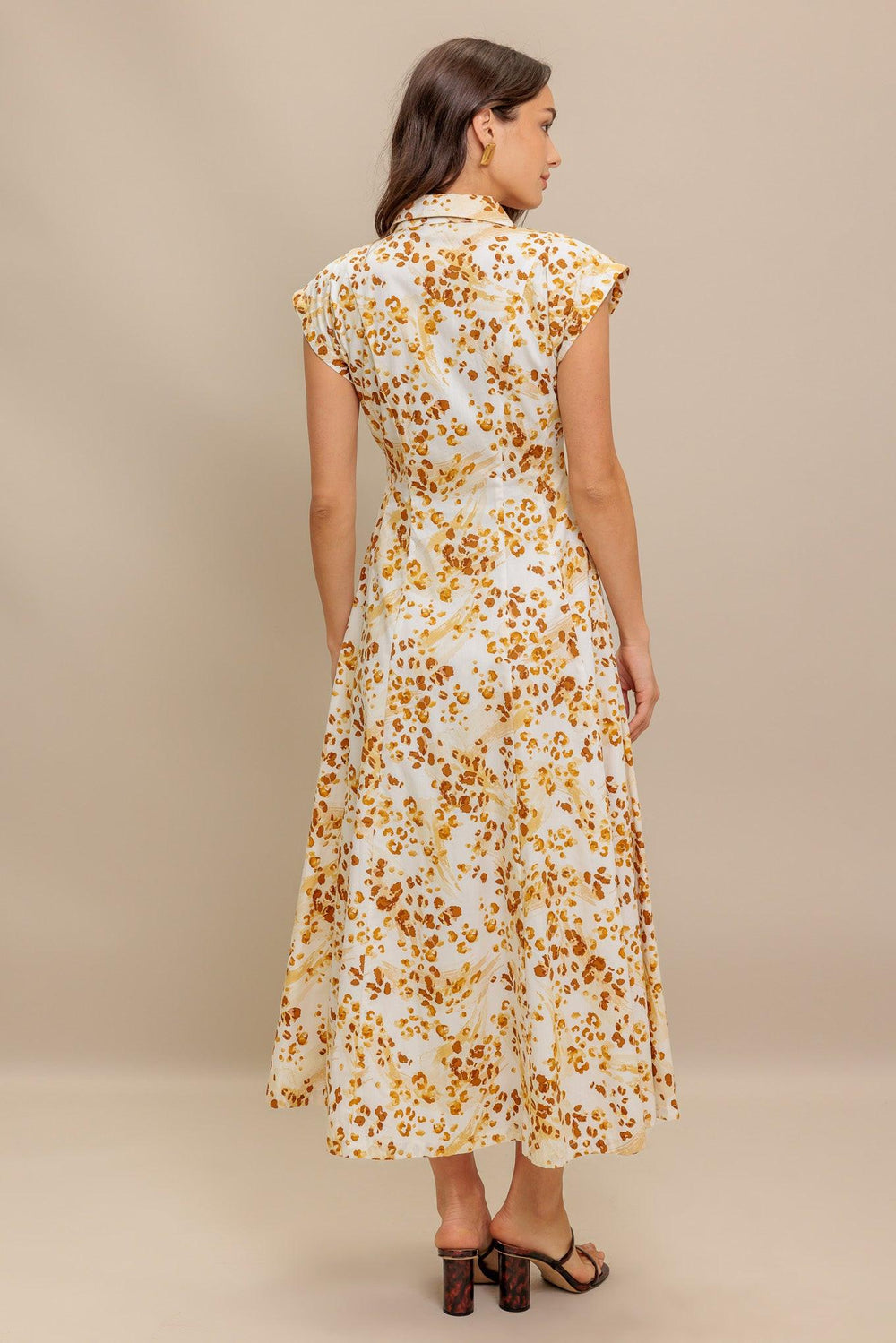 BUTTERCUP KISS WOVEN MIDI DRESS.