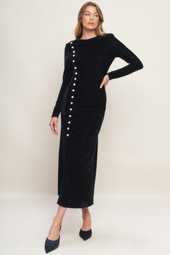 URBAN EMPRESS VELVET MIDI DRESS.
