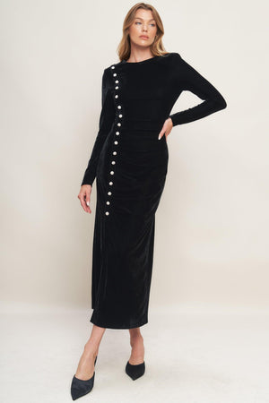 URBAN EMPRESS VELVET MIDI DRESS.