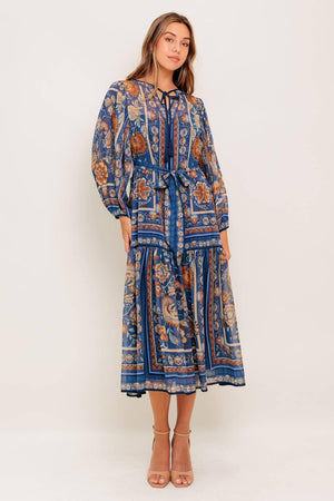 BOHEMIAN TAPESTRY WOVEN MIDI DRESS.