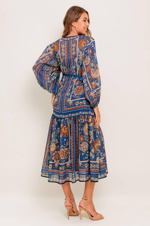 BOHEMIAN TAPESTRY WOVEN MIDI DRESS.
