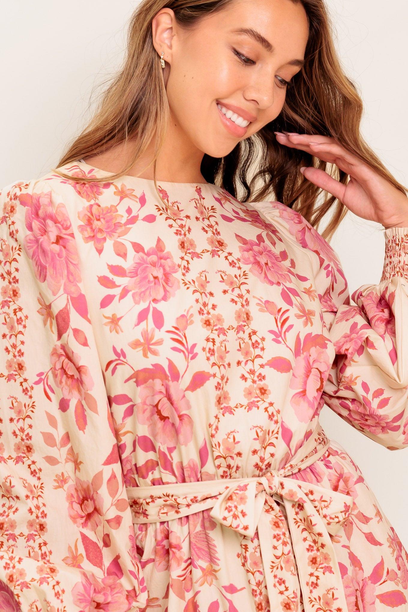 WILDFLOWER WHIMSY WOVEN MINI DRESS.