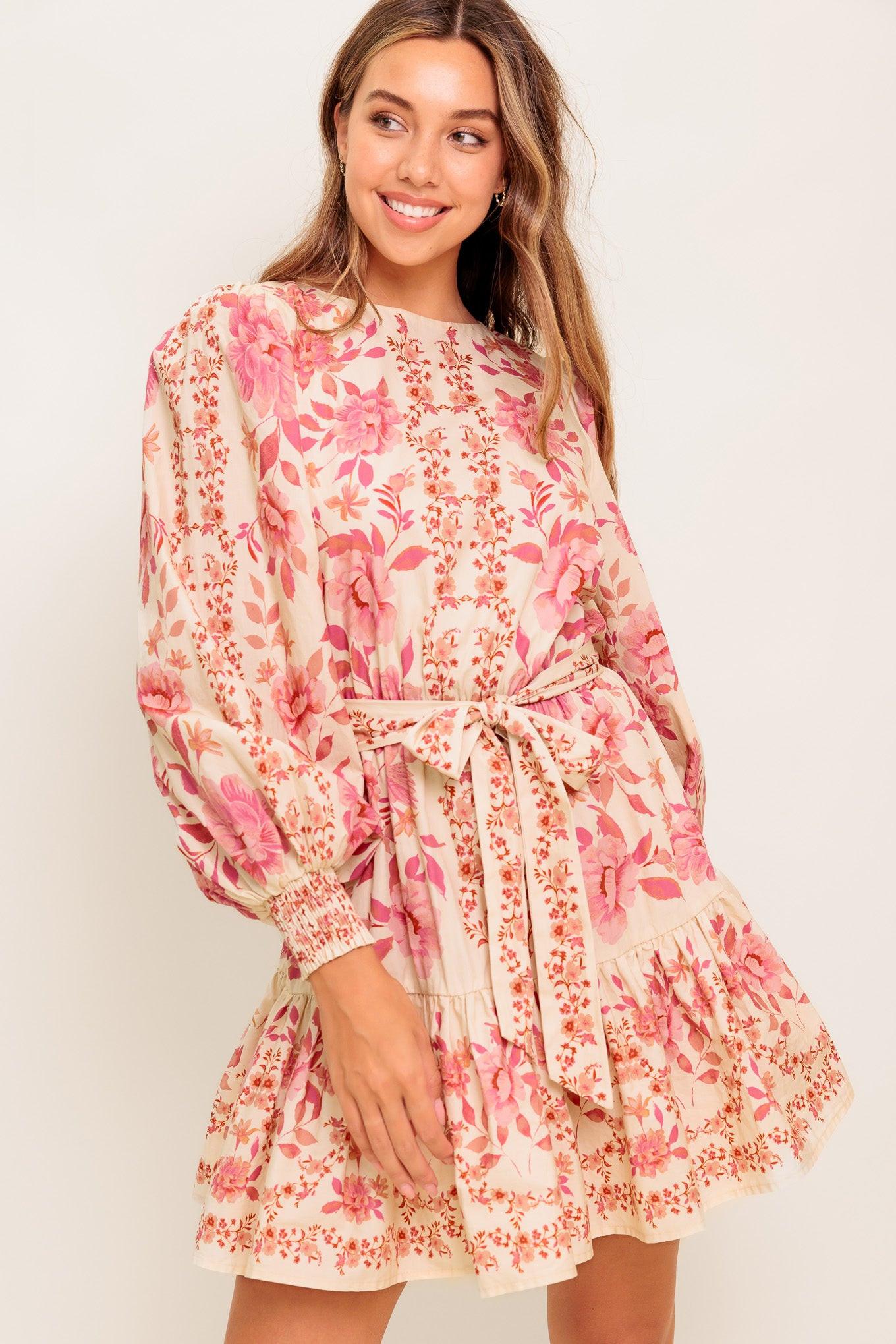 WILDFLOWER WHIMSY WOVEN MINI DRESS.