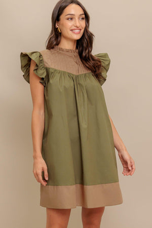 FOREST WHISPER WOVEN MINI DRESS.