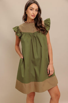 FOREST WHISPER WOVEN MINI DRESS.