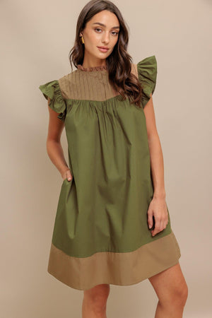 FOREST WHISPER WOVEN MINI DRESS.