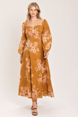 GOLDEN BLOSSOM WOVEN ANKLE DRESS