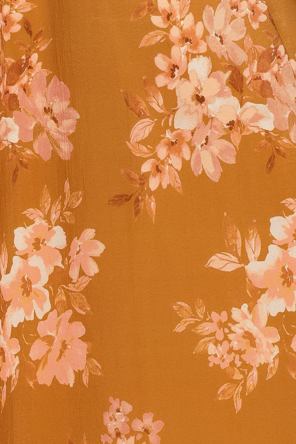 GOLDEN BLOSSOM WOVEN ANKLE DRESS
