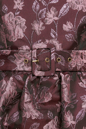 AUBERGINE CHIC JACQUARD WOVEN MIDI DRESS.