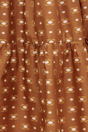 CINNAMON WALTZ WOVEN MIDI DRESS.