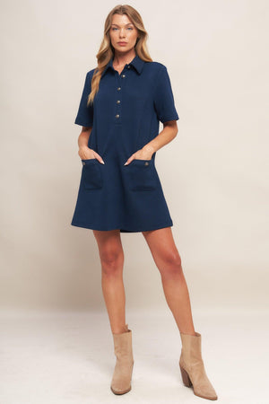 DOWNTOWN COOL KNIT MINI DRESS.