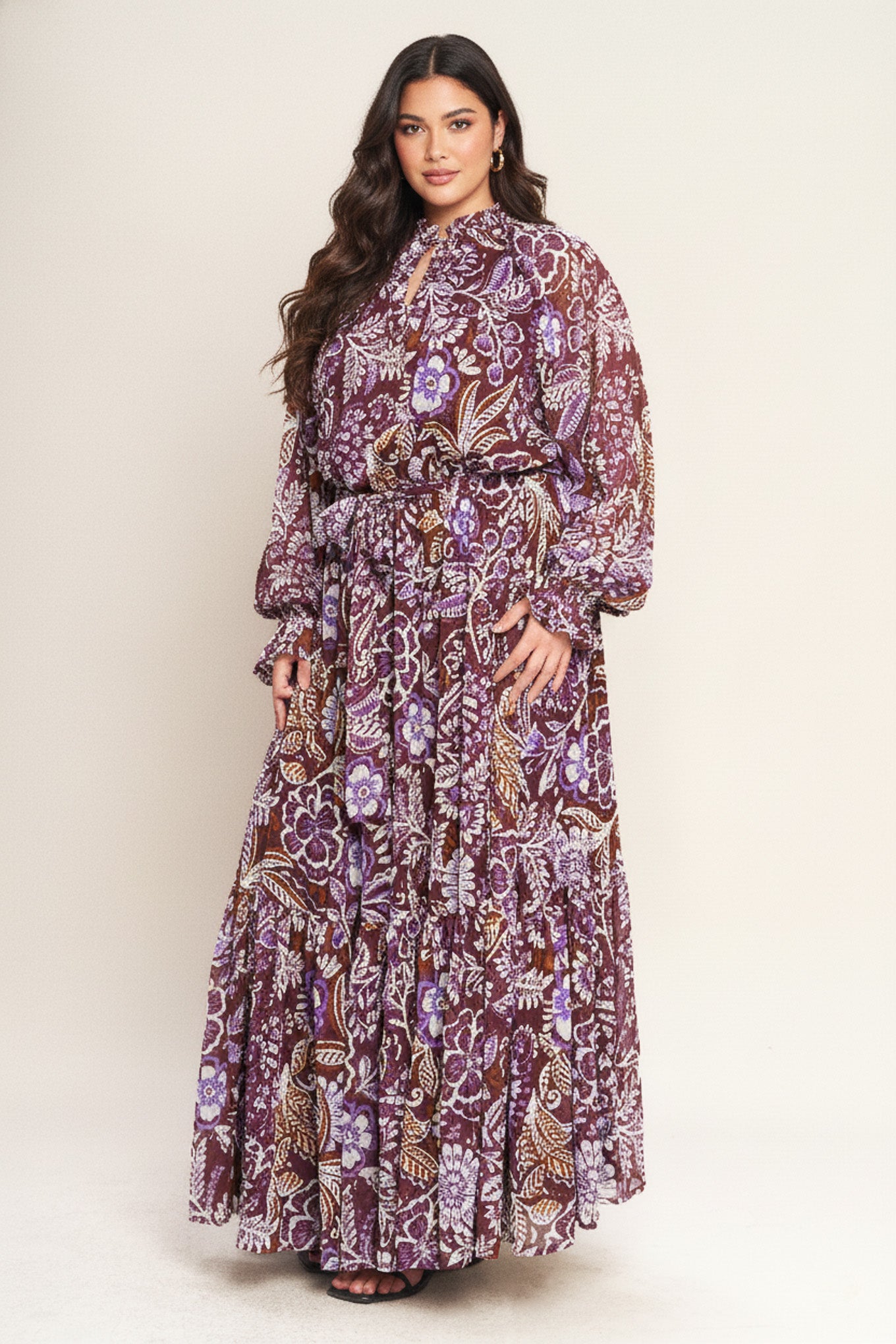 VIOLET BLOSSOM SPIRIT WOVEN MAXI DRESS
