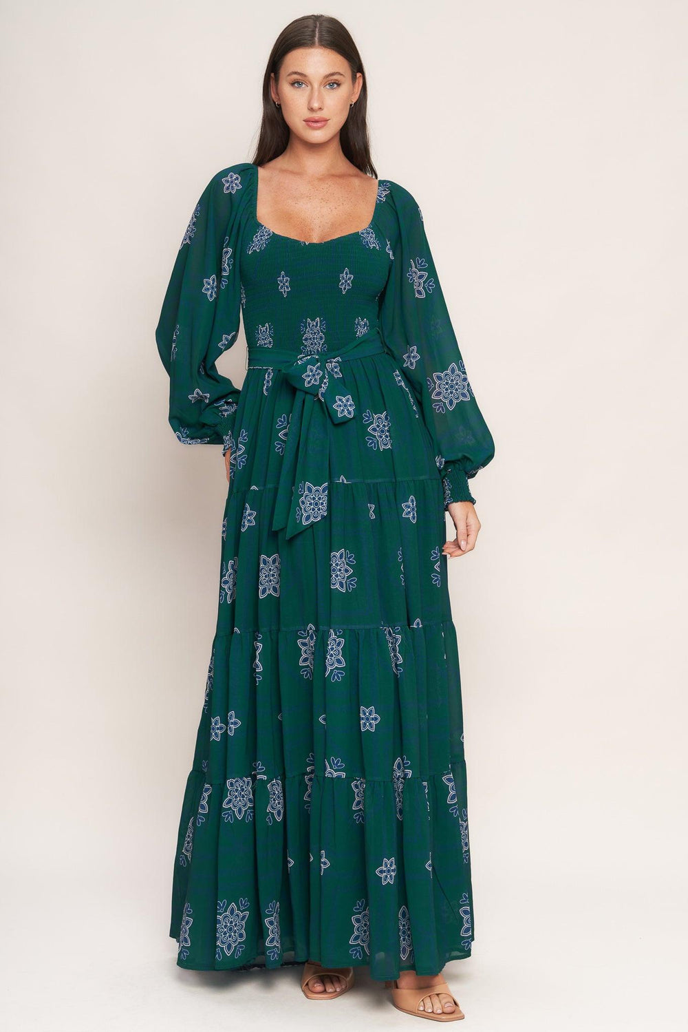 AZURE BOTANIQUE WOVEN MAXI DRESS.
