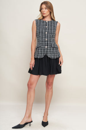 MODERN ICON TWEED WOVEN MINI DRESS