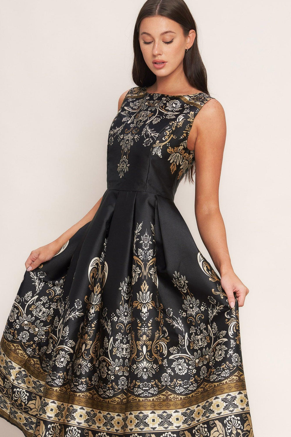 BAROQUE SPELL WOVEN MIDI DRESS.