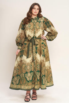 LOVELY GOLDEN VISION WOVEN MIDI DRESS.