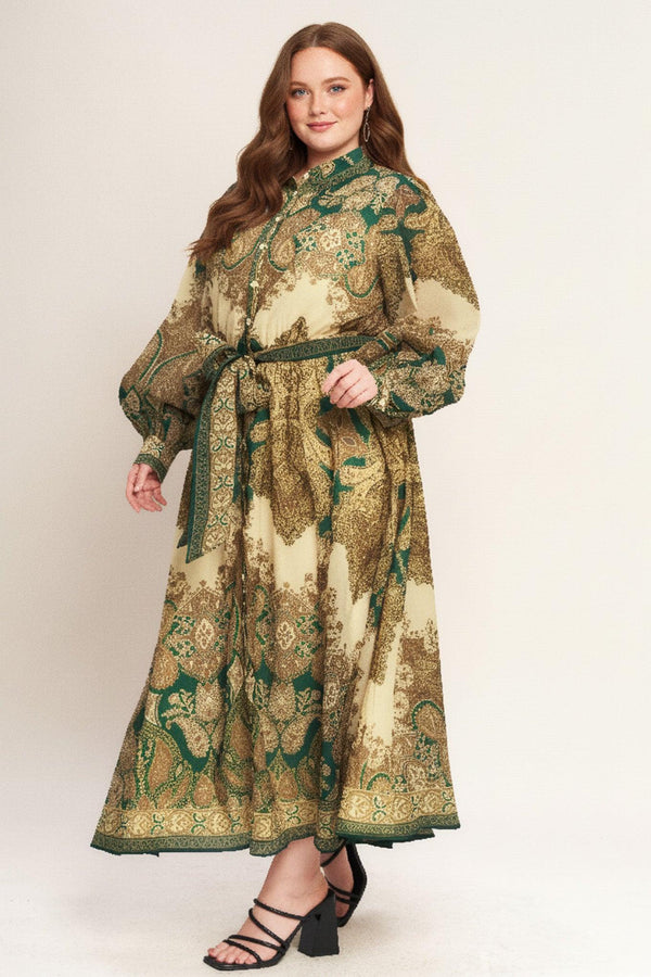 LOVELY GOLDEN VISION WOVEN MIDI DRESS.