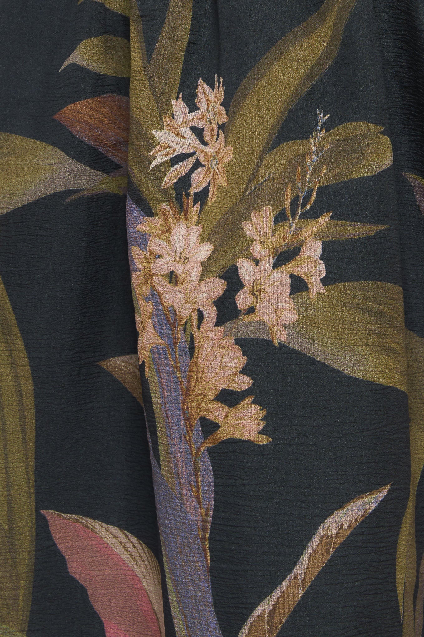 A printed woven midi dress featuring wide neckline, sleeveless, full skirt and back zipper closure