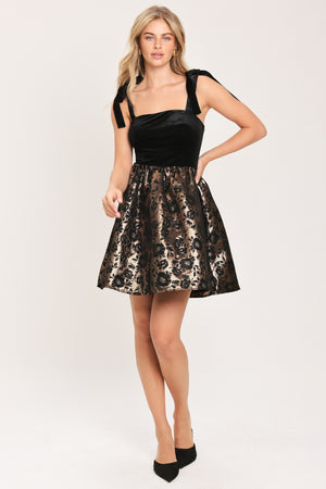 CELEBRATION NIGHT VELVET WOVEN MINI DRESS