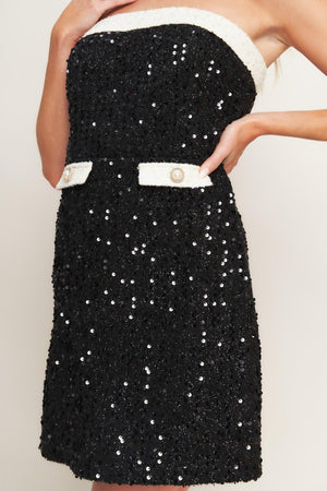 MIDNIGHT GLAM SEQUIN MINI DRESS.