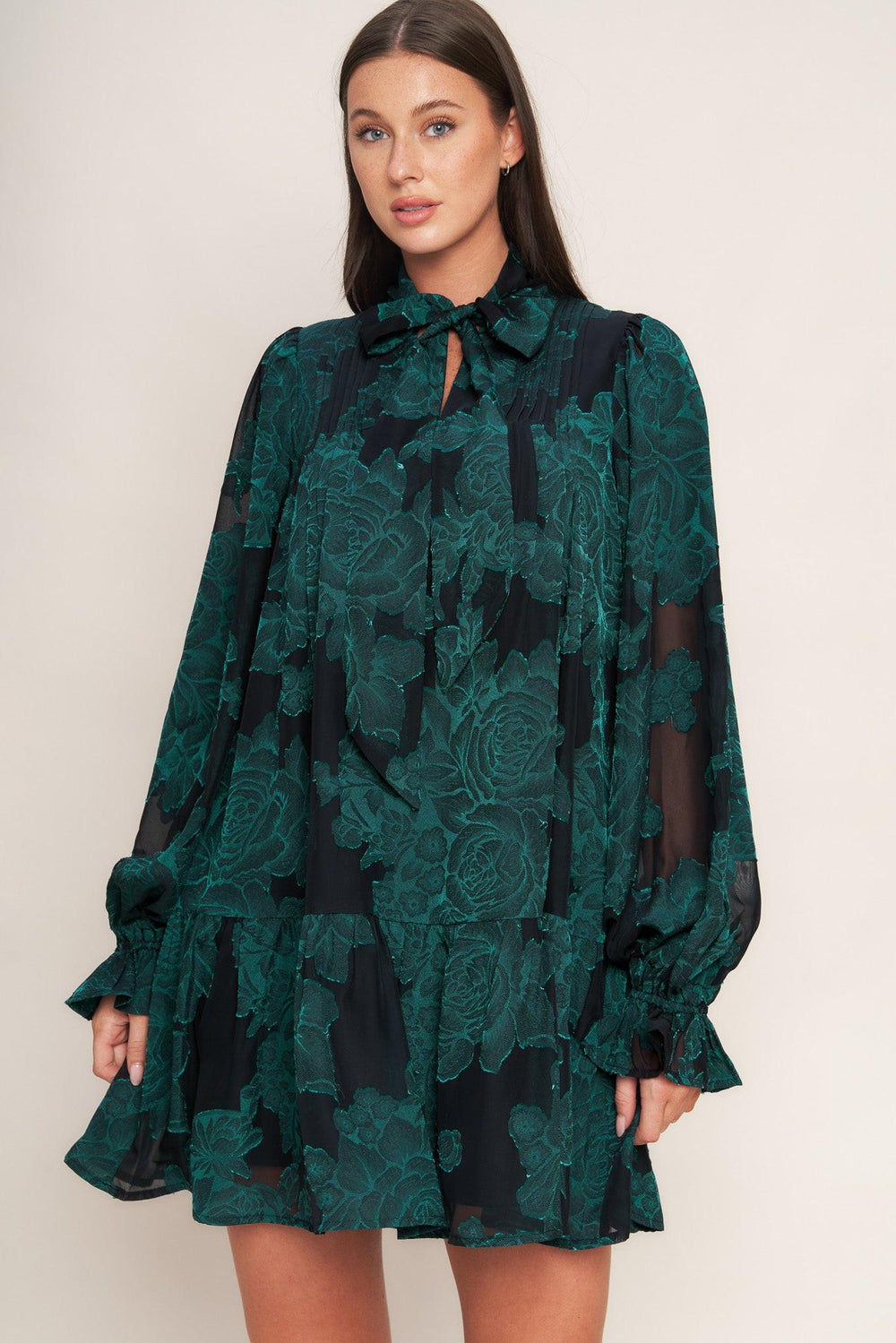 POISON PETAL WOVEN MINI DRESS.