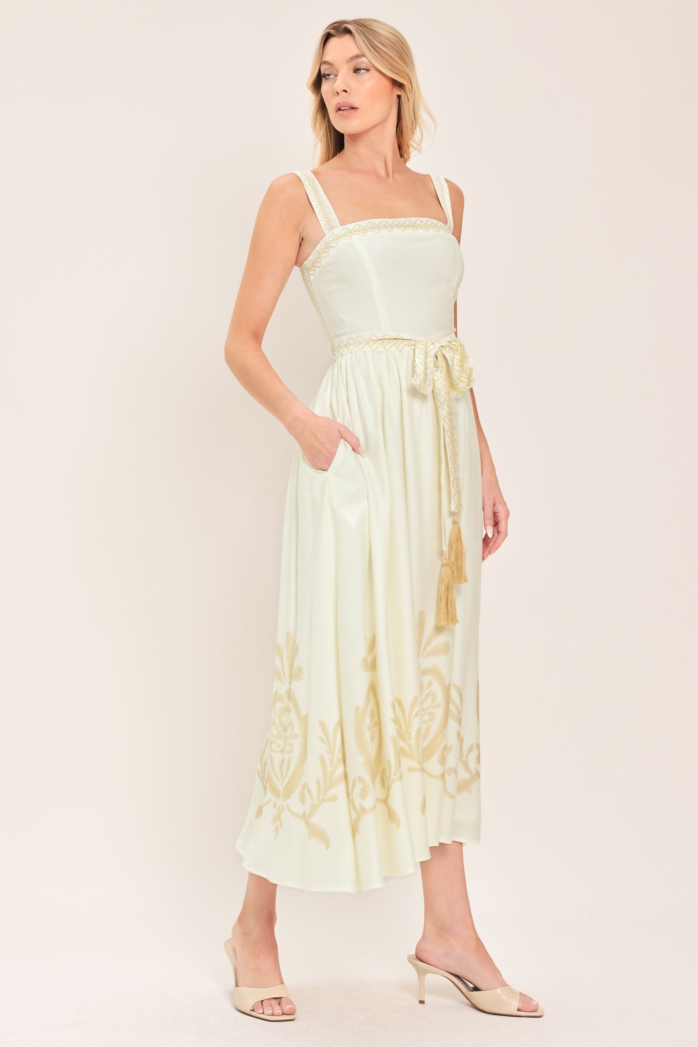 Moonlit Garden Woven Midi Dress