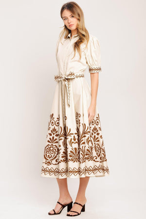 ROMANTIC HEIRLOOM WOVEN MIDI DRESS.