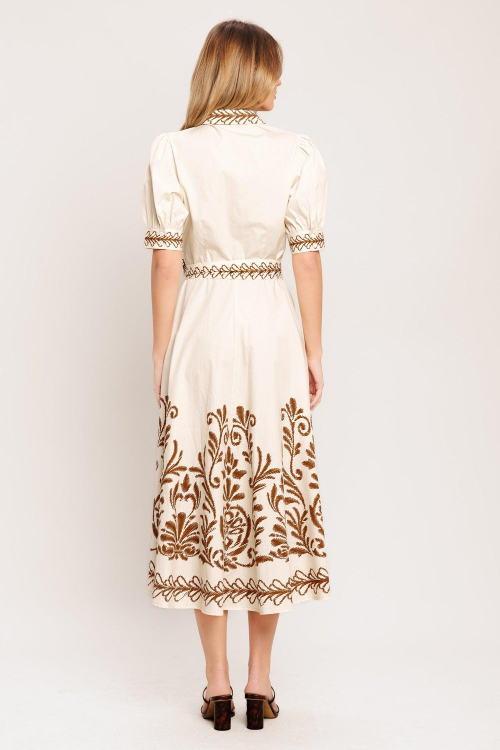 ROMANTIC HEIRLOOM WOVEN MIDI DRESS.
