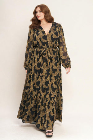 MIDNIGHT MOSS WOVEN JACQUARD MAXI DRESS - Flying Tomato - DRESSES - Flying Tomato