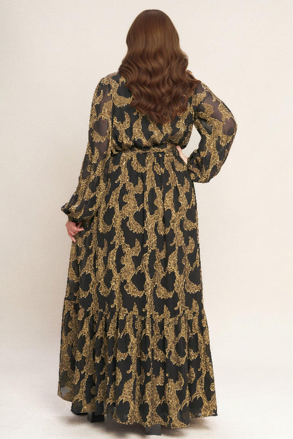 MIDNIGHT MOSS WOVEN JACQUARD MAXI DRESS - Flying Tomato - DRESSES - Flying Tomato