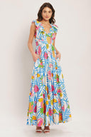 PINEAPPLE PARADISE WOVEN MAXI DRESS.