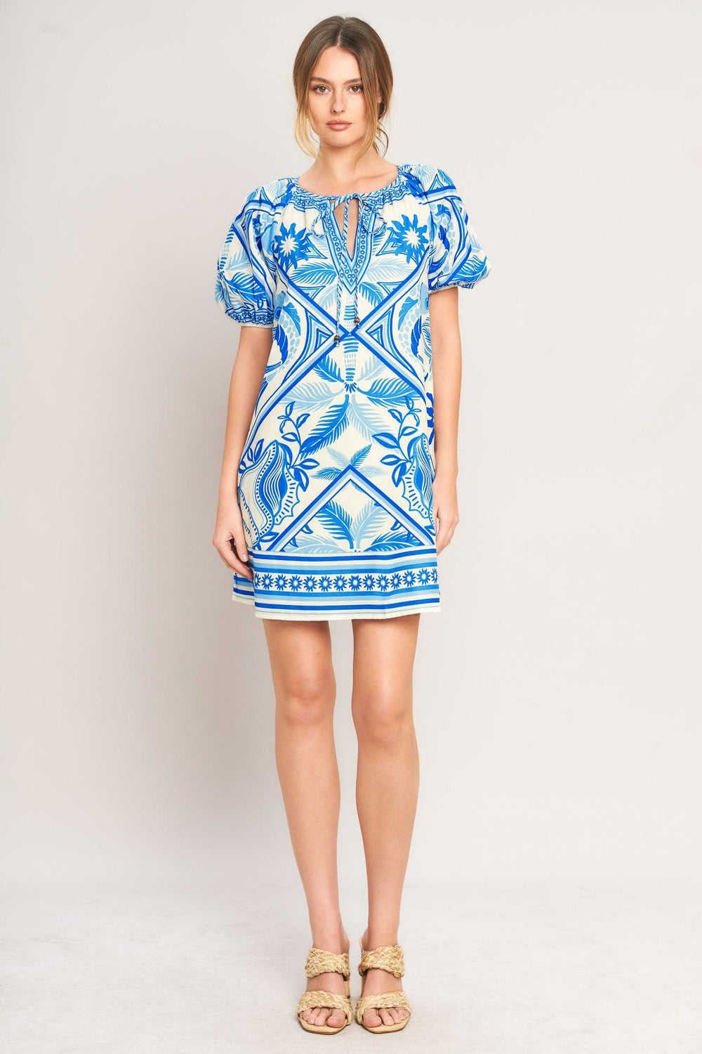 BLUE LAGOON RESORT WOVEN MINI DRESS.