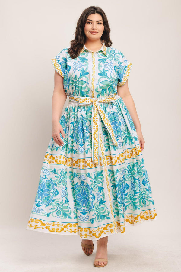 BLUE REGALIA WOVEN MIDI DRESS - Flying Tomato - DRESSES - Flying Tomato