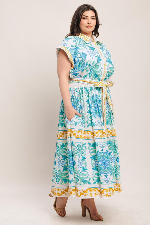 BLUE REGALIA WOVEN MIDI DRESS - Flying Tomato - DRESSES - Flying Tomato