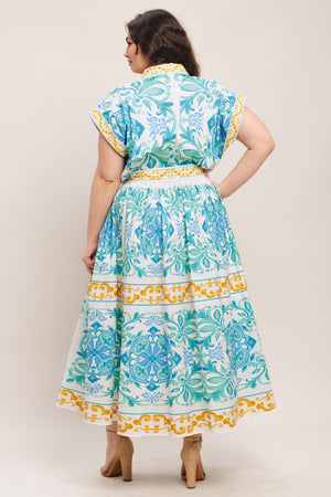 BLUE REGALIA WOVEN MIDI DRESS - Flying Tomato - DRESSES - Flying Tomato