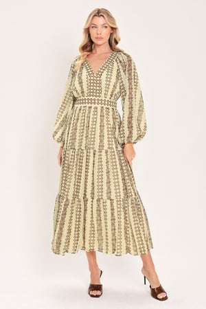 TRIBAL WHISPER WOVEN MIDI DRESS