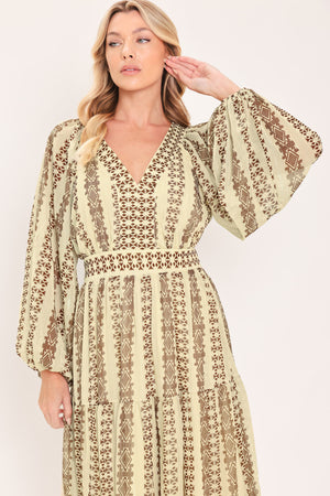 TRIBAL WHISPER WOVEN MIDI DRESS