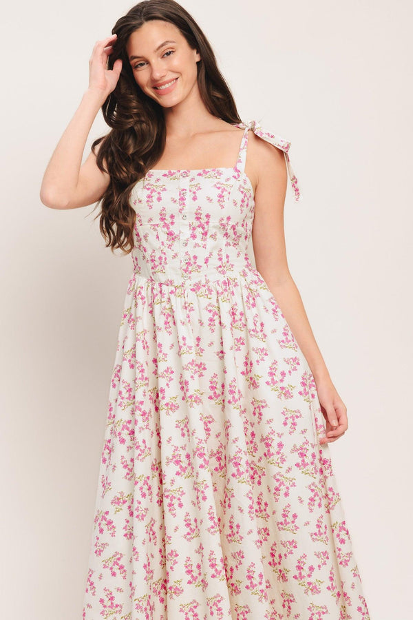 PETALS & PROMISES WOVEN MIDI DRESS - Flying Tomato - DRESSES - Flying Tomato